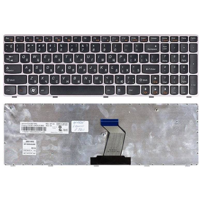 ЗАПЧАСТИ ДЛЯ НОУТБУКОВ :: КЛАВИАТУРЫ :: Клавиатура для ноутбука Lenovo IdeaPad Z560,Z560A,Z565,Z565A,G500,G570,G575,G770 Series (черная)