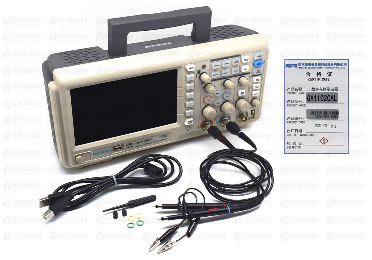 ОБОРУДОВАНИЕ :: ИЗМЕРИТЕЛЬНЫЕ ПРИБОРЫ :: Измерительное и тестовое  оборудование :: Осциллограф Gratten GA1102CAL 100MHz 2 канала