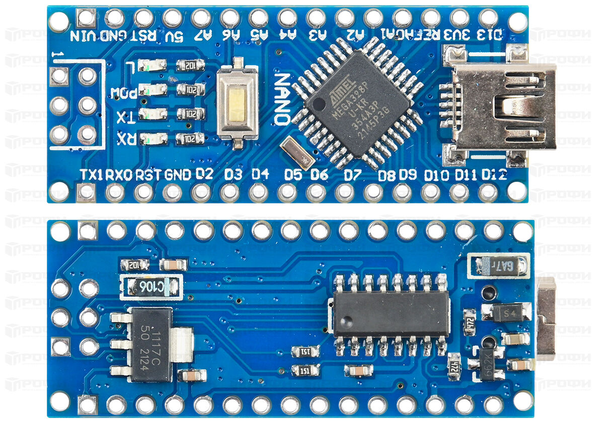 ОБОРУДОВАНИЕ :: ПЛАТЫ ARDUINO :: Платы Arduino :: Плата Nano V3.0  ATMEGA328P CH340 (Arduino)